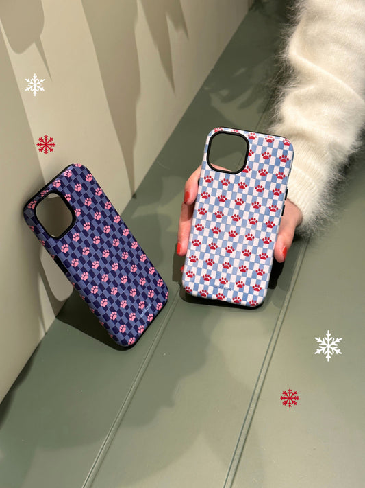 Cat Claws Plaid Printed Double Layer Phone Case