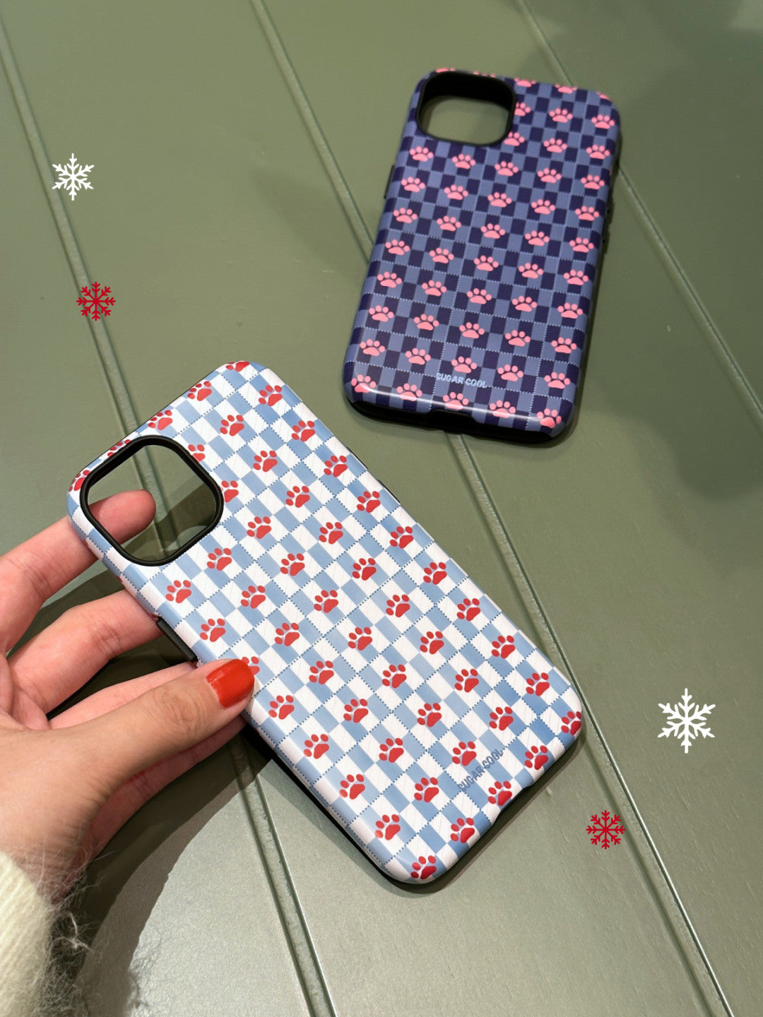 Cat Claws Plaid Printed Double Layer Phone Case
