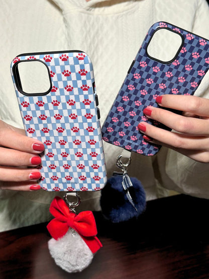 Cat Claws Plaid Printed Double Layer Phone Case