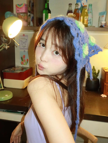 Cat Ears Flower Handmade Crochet Scarf