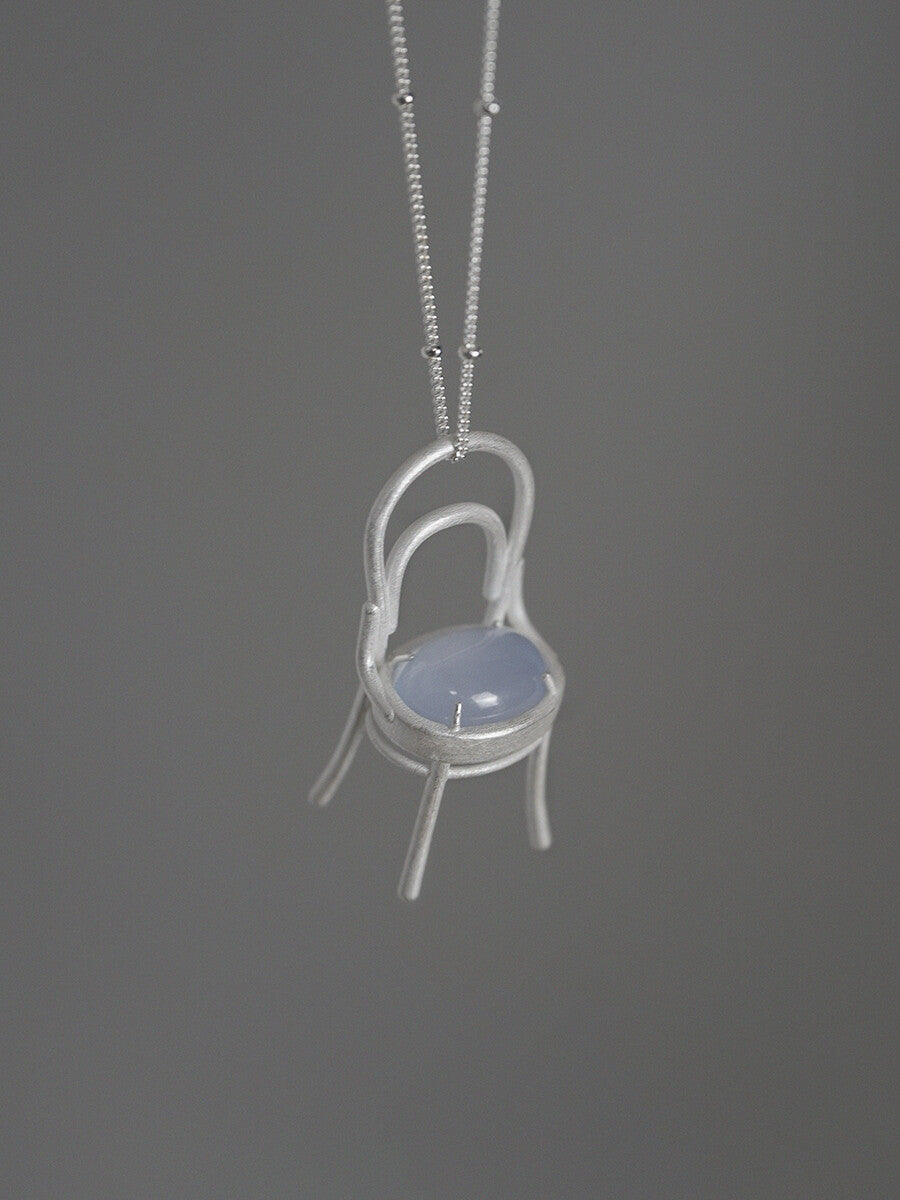 Chair Blue Agate Silver Necklace