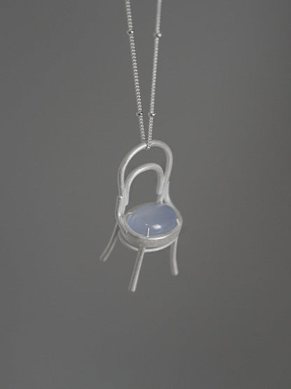 Chair Blue Agate Silver Necklace