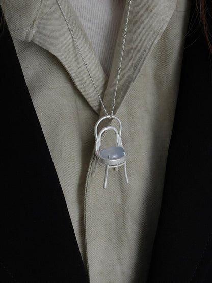 Chair Blue Agate Silver Necklace