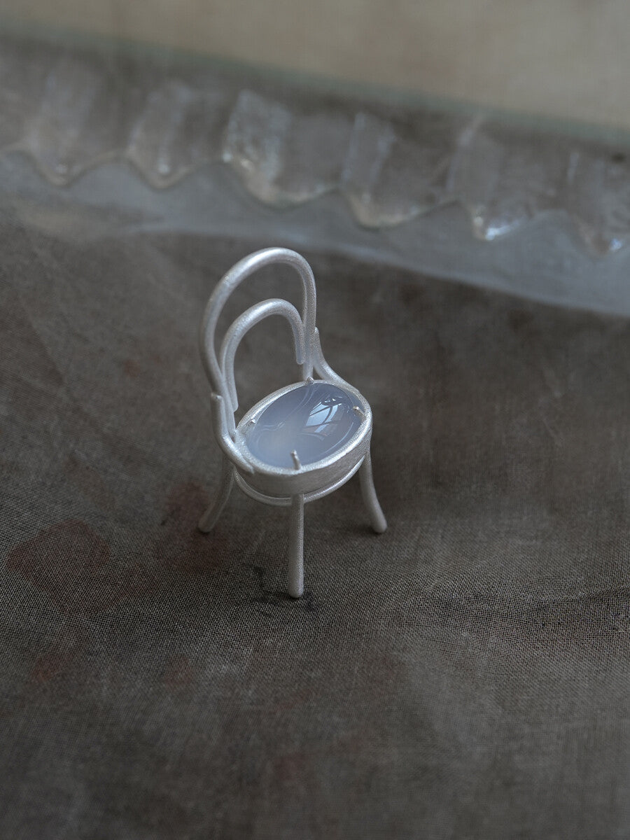 Chair Blue Agate Silver Necklace