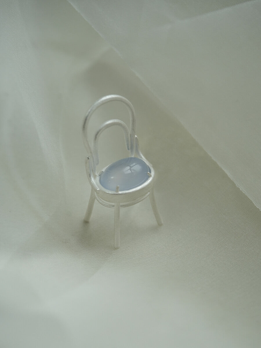 Chair Blue Agate Silver Necklace