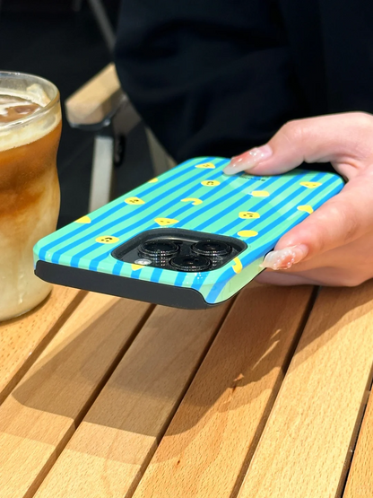 Cheese Printed Striped Phone Case