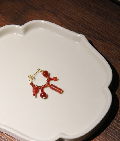 Chinese Red Beaded Earrings