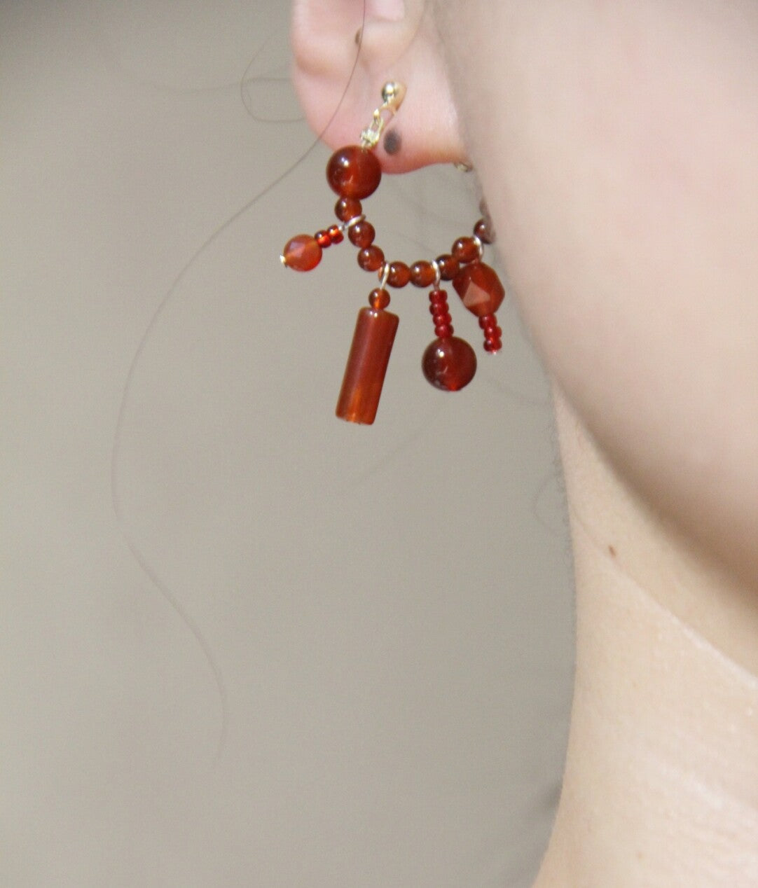 Chinese Red Beaded Earrings