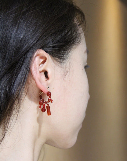 Chinese Red Beaded Earrings