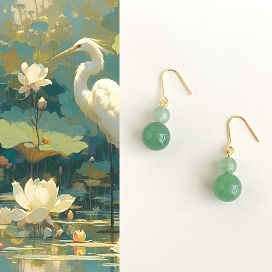 Chinoiserie Gourd Aventurine Earrings