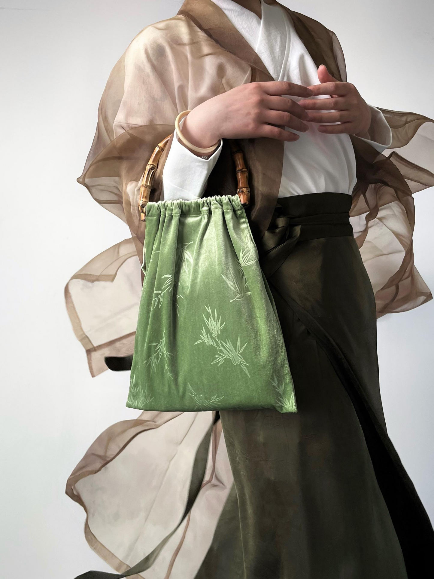 Chinoiserie Bamboo Green Bag