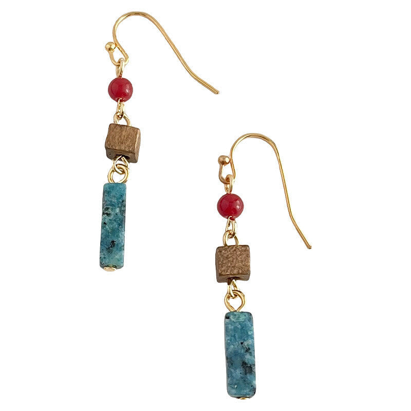 Chinoiserie Blue Ink Beaded Earrings