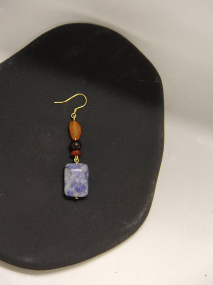 Chinoiserie Blue & White Porcelain Contrast Earrings