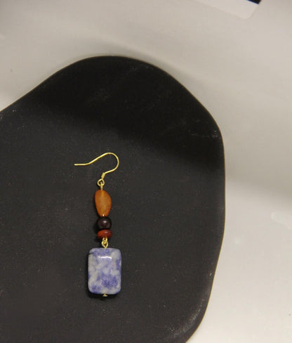 Chinoiserie Blue & White Porcelain Contrast Earrings