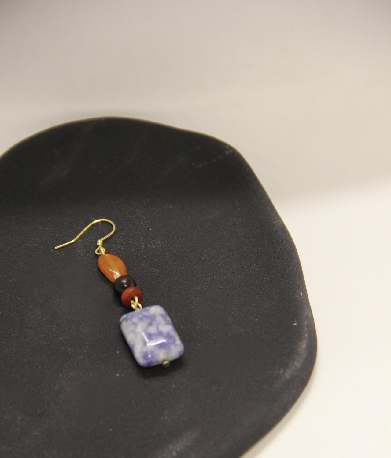 Chinoiserie Blue & White Porcelain Contrast Earrings