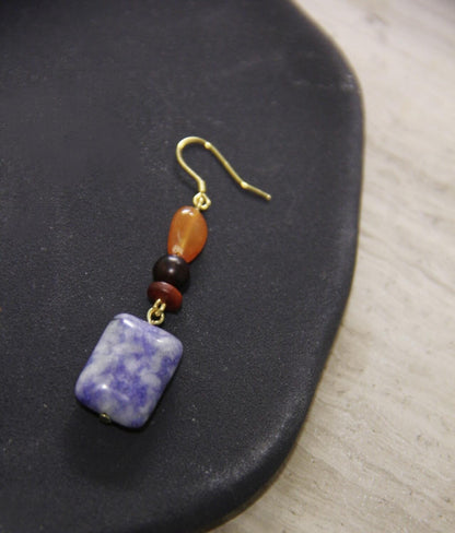 Chinoiserie Blue & White Porcelain Contrast Earrings