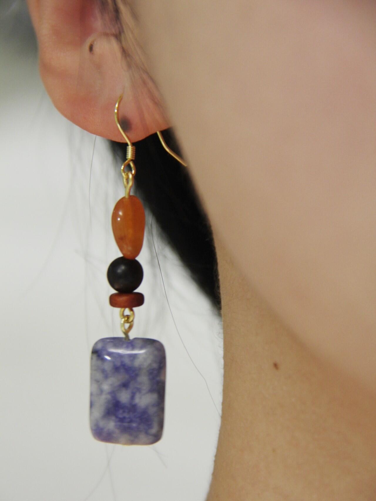 Chinoiserie Blue & White Porcelain Contrast Earrings