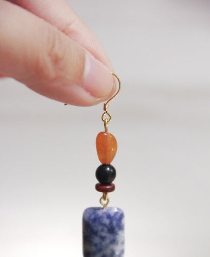 Chinoiserie Blue & White Porcelain Contrast Earrings