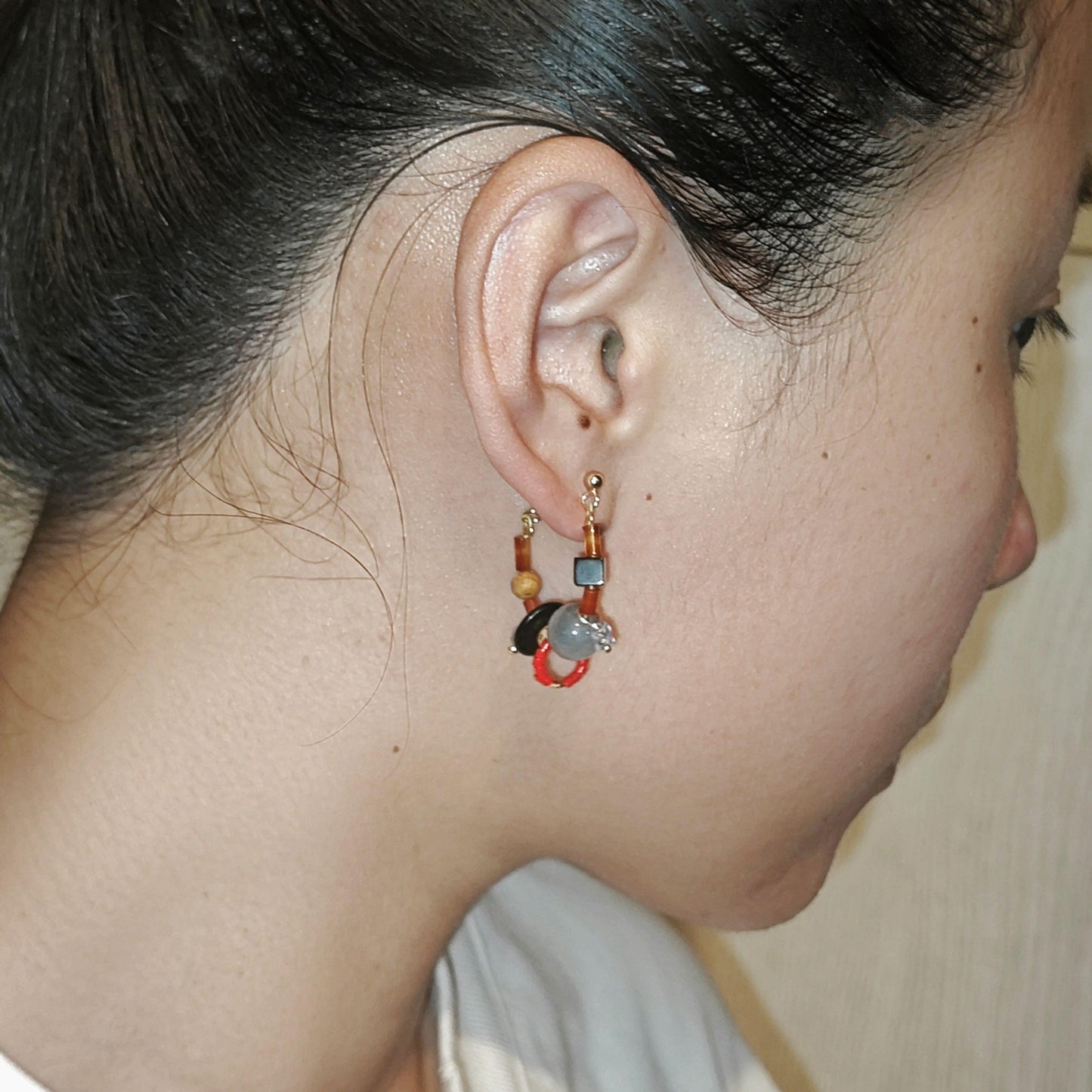 Chinoiserie Contrast Color Earrings