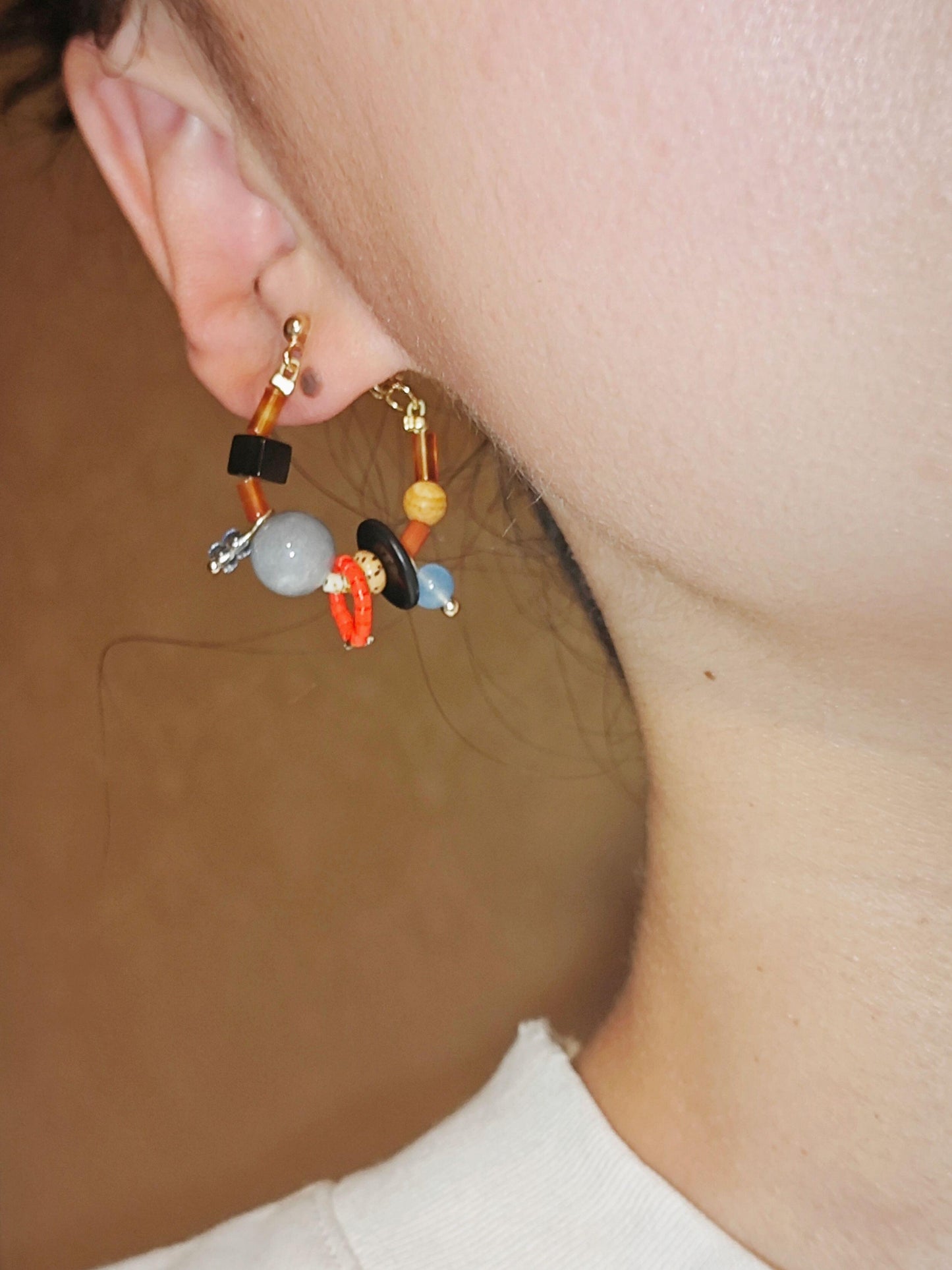 Chinoiserie Contrast Color Earrings
