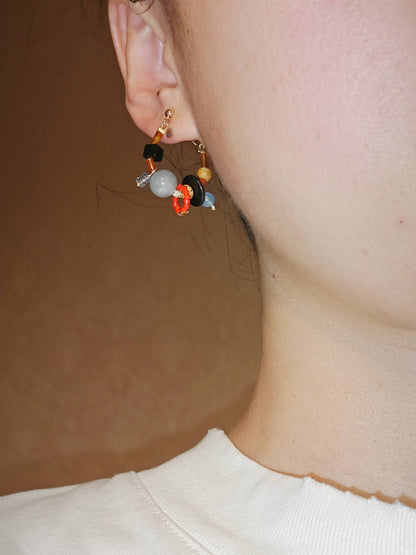 Chinoiserie Contrast Color Earrings