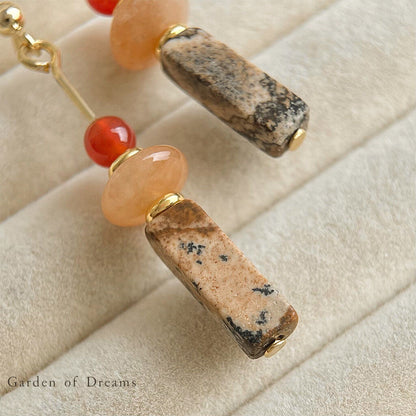 Chinoiserie Danxia Red Agate Earrings