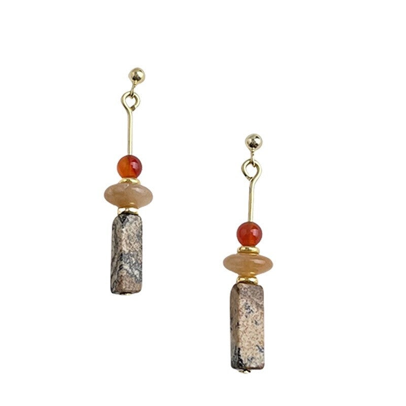 Chinoiserie Danxia Red Agate Earrings