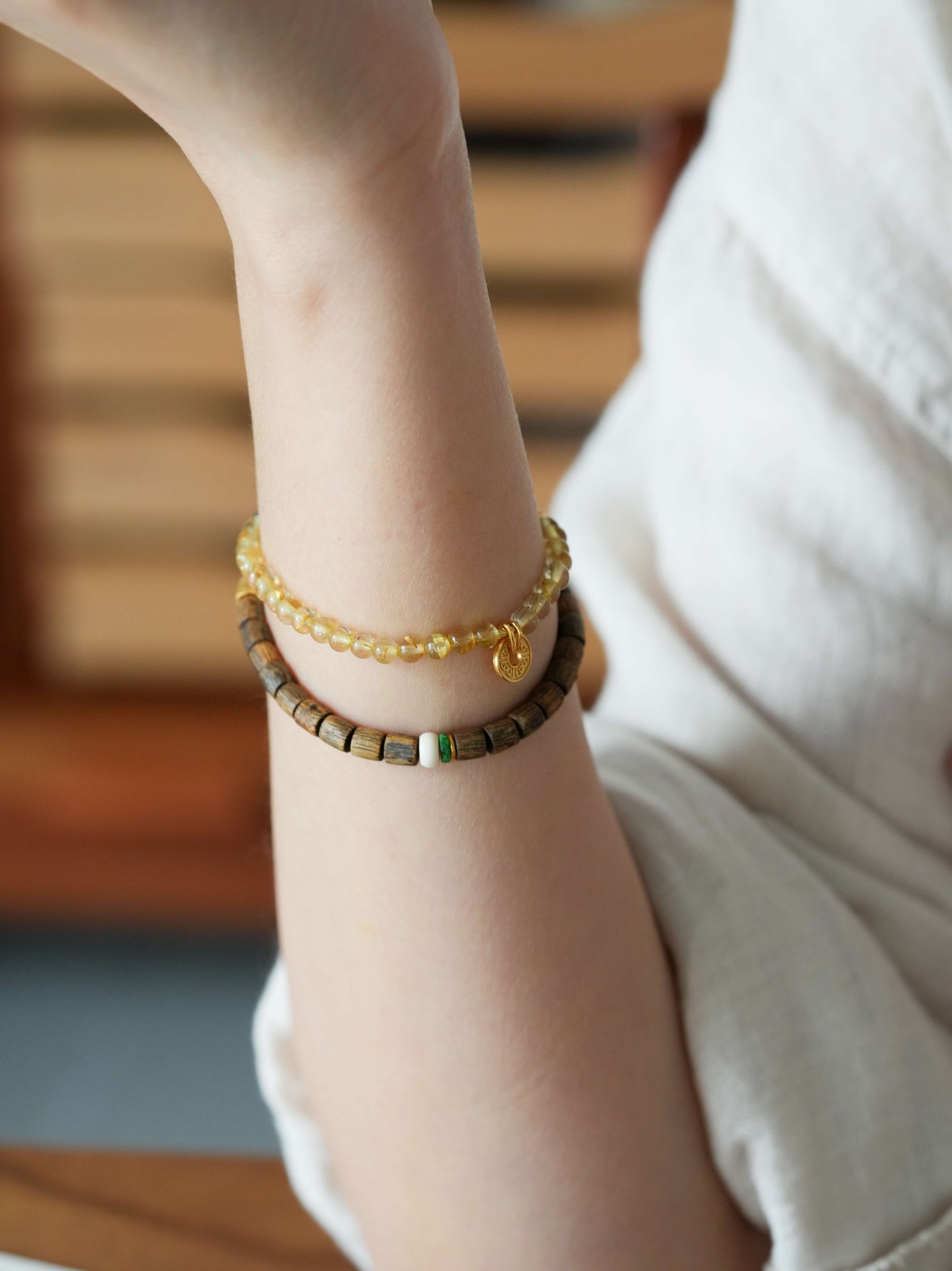 Chinoiserie Golden Rutilated Quartz Bracelet