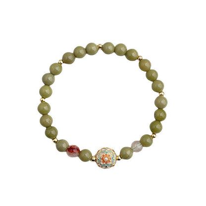 Chinoiserie Green Grapes Beaded Bracelet
