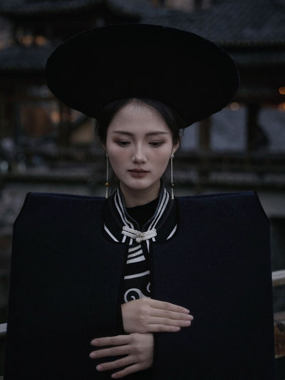 Chinoiserie Swallow Lacquer Bead Long Earrings