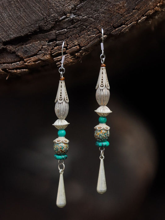 Chinoiserie Lacquer Moon Long Earrings