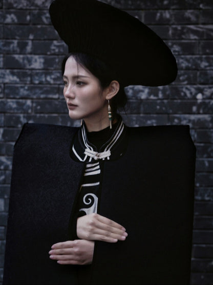 Chinoiserie Lacquer Moon Long Earrings