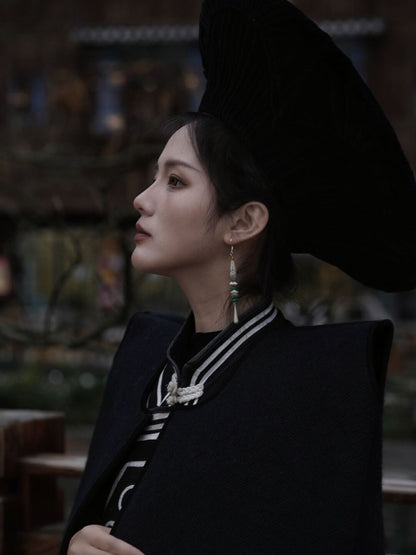 Chinoiserie Lacquer Moon Long Earrings