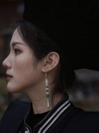 Chinoiserie Lacquer Moon Long Earrings