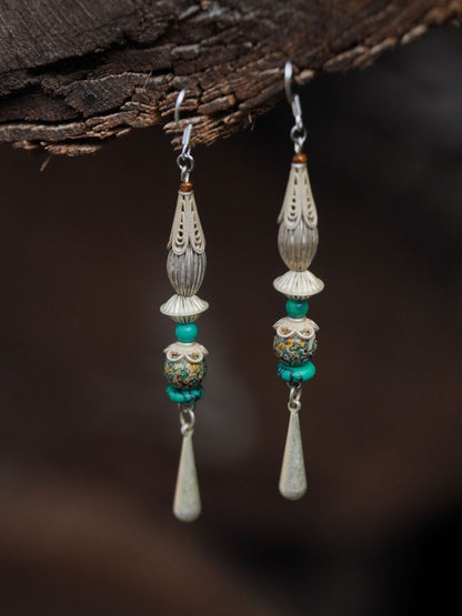 Chinoiserie Lacquer Moon Long Earrings