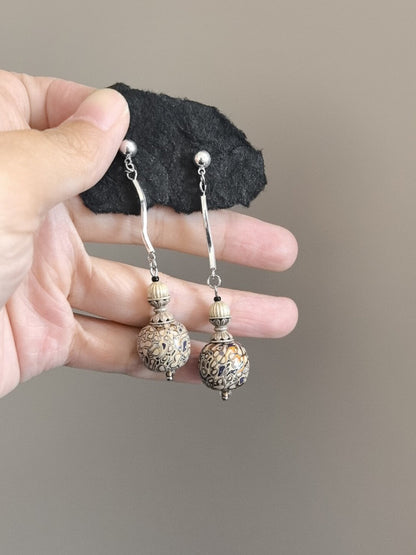 Chinoiserie Lacquer Purple Spring Earrings