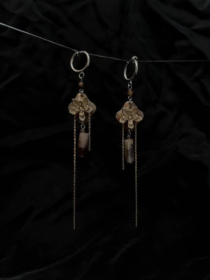 Chinoiserie Lotus Agate Earrings