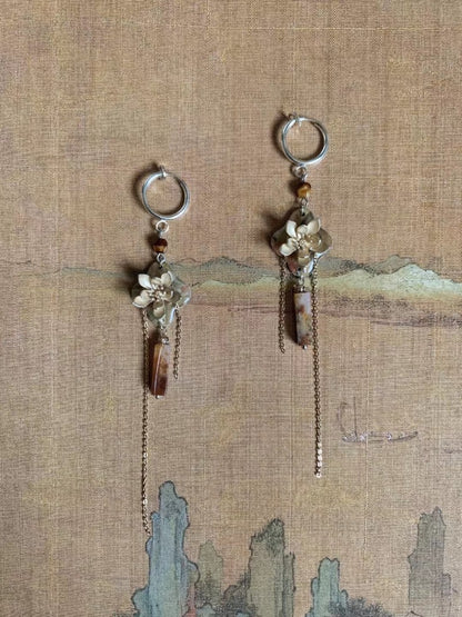 Chinoiserie Lotus Agate Earrings