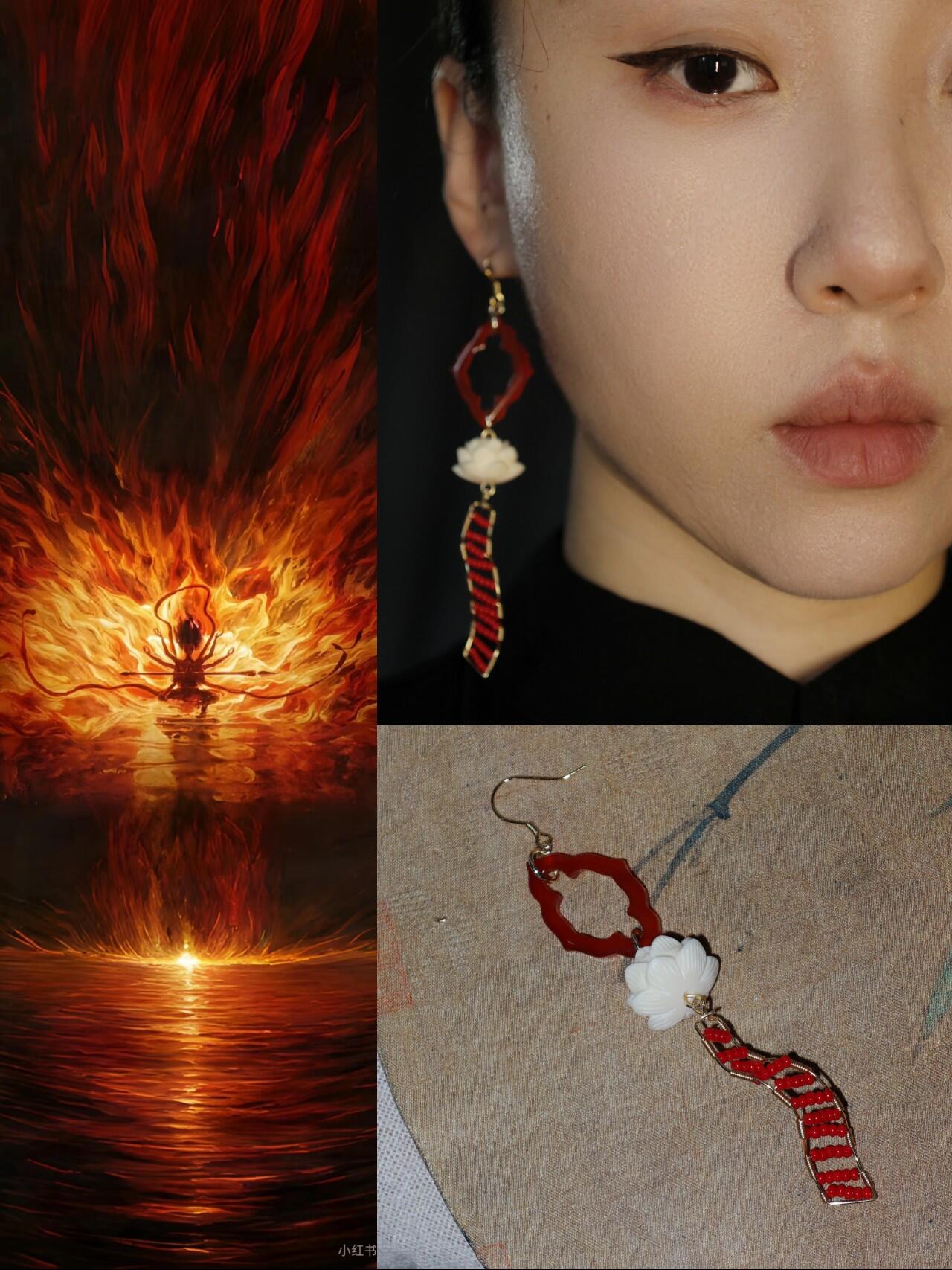 Chinoiserie Nezha Lotus Earrings