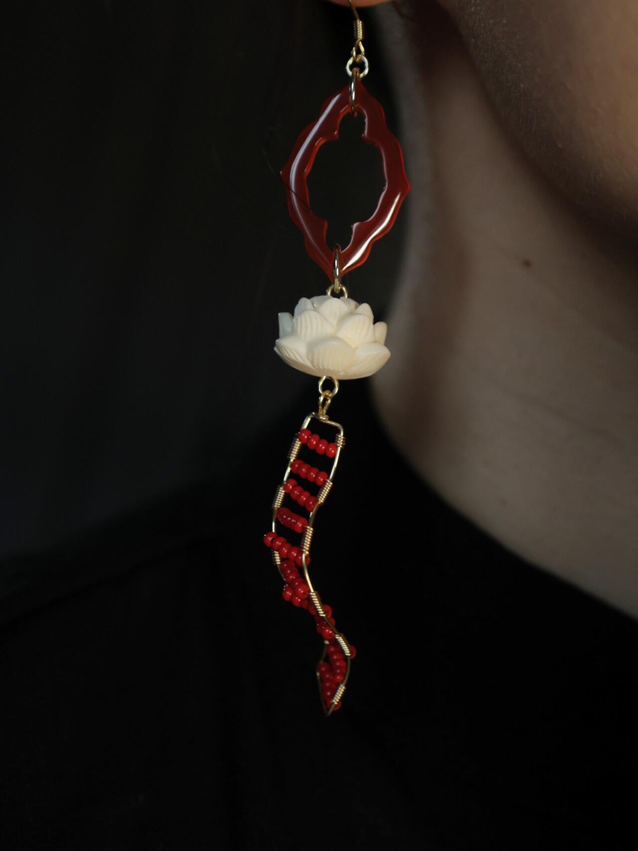 Chinoiserie Nezha Lotus Earrings