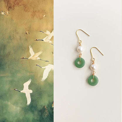 Chinoiserie Peace Buckle Pearl Earrings