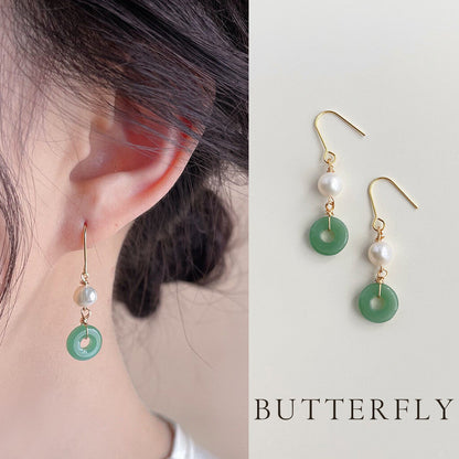 Chinoiserie Peace Buckle Pearl Earrings