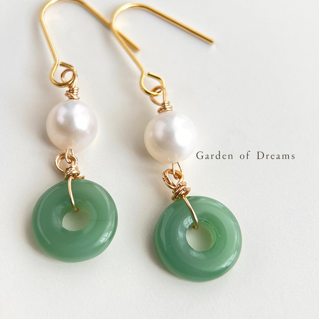 Chinoiserie Peace Buckle Pearl Earrings