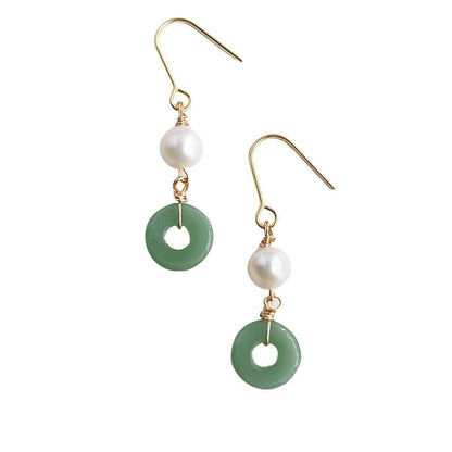 Chinoiserie Peace Buckle Pearl Earrings