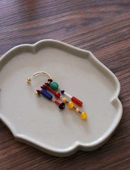 Chinoiserie Qingchuan Pavilion Tassel Earrings