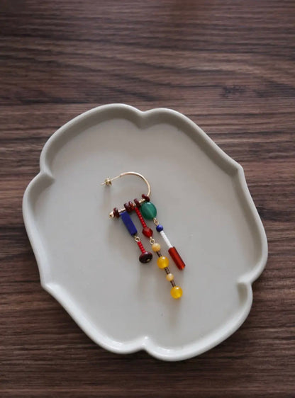 Chinoiserie Qingchuan Pavilion Tassel Earrings