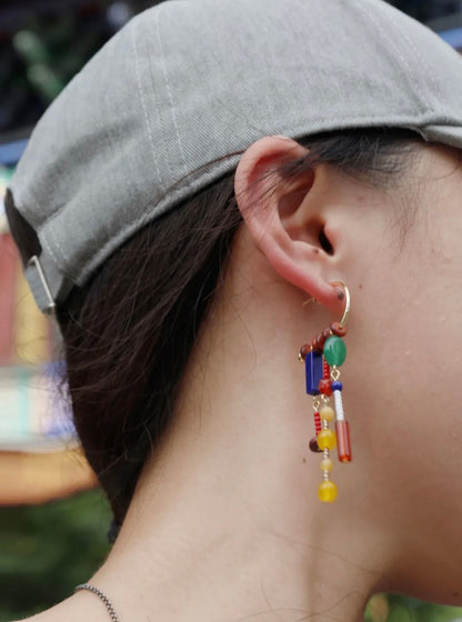 Chinoiserie Qingchuan Pavilion Tassel Earrings