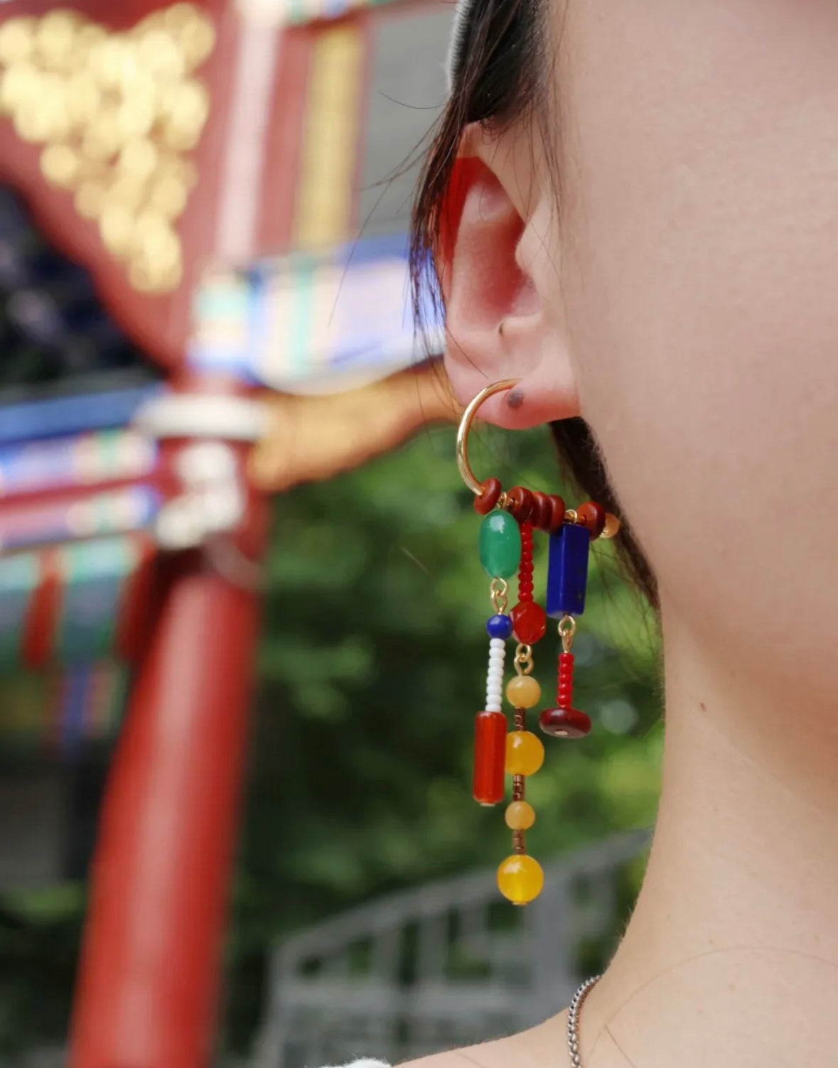 Chinoiserie Qingchuan Pavilion Tassel Earrings