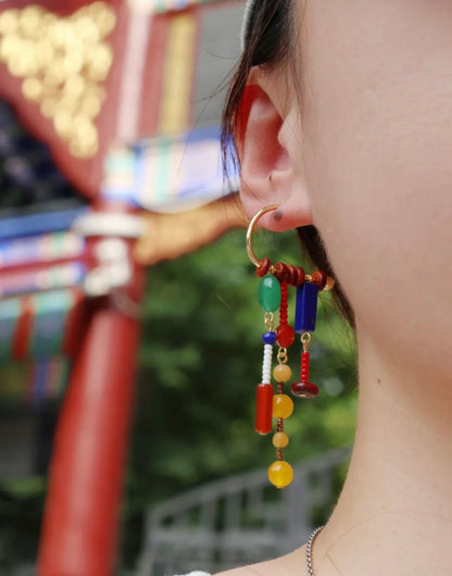 Chinoiserie Qingchuan Pavilion Tassel Earrings