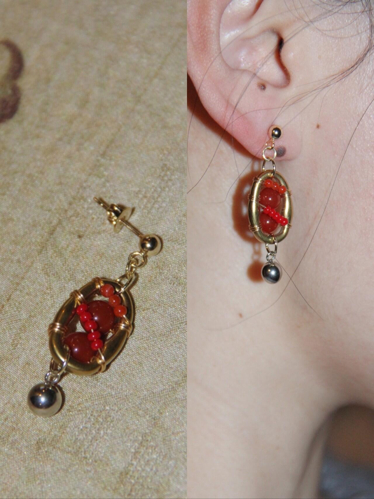 Chinoiserie Red Agate Lantern Earrings